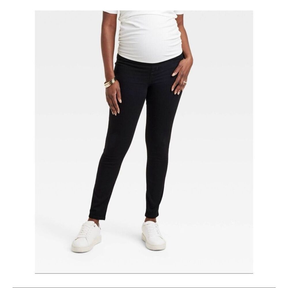 Ingrid & Isabel Maternity Over The Belly Black Skinny Jegging Jeans Size XS New